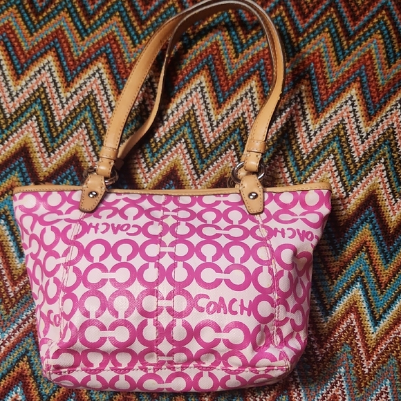 Project Bag Coach Pink and Tan Mini Signature Tote - Picture 1 of 7